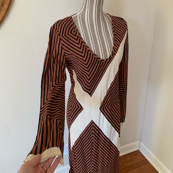 Zara Dresses Zara Maxi Dress Copper Striped Long Sleeve Womans L